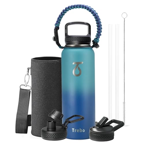 Water Bottle Insulated 40 oz with 3 Lids