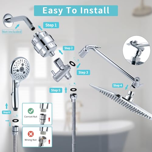 10'' Dual 20 Stage Filtered Shower Head with Handheld