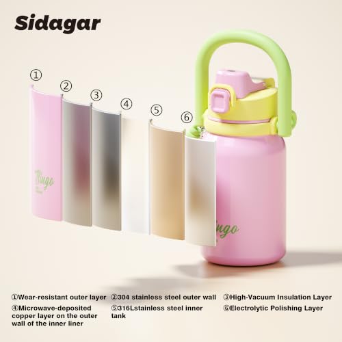 32 oz Leak proof Insulated Water Bottle with Straw & Handle Pink