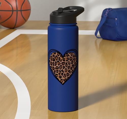 Heart Shape Cute Cheetah Leopard Print Graphic Stainless Steel Insulated Water Bottle