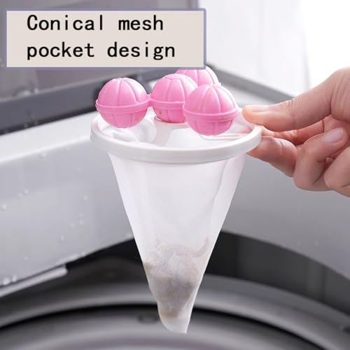 6 PCS Hair Filter Bag Floating Lint Catcher for Washing Machine Pet Hair Catcher Reusable Washing Hair Filter Cleaning Mesh Bag Dog Cat Hair Remover for Laundry (6 Count)