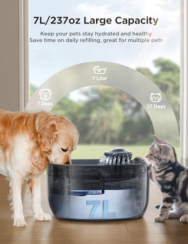 7L 1.8Gal Dog Water Fountain for Large Dog