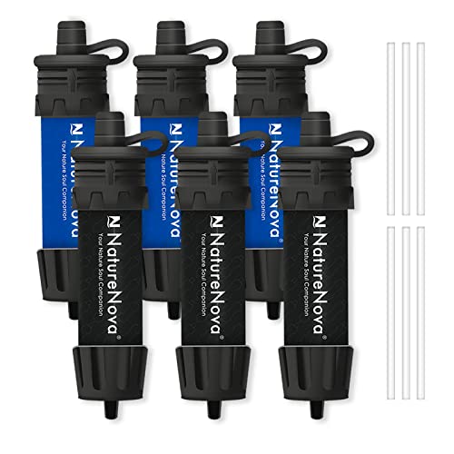 Mini Water Filter NatureNova Portable Emergency Water Filtration System Hiking Camping Straw Survival Gear Emergency Preparedness（Blue