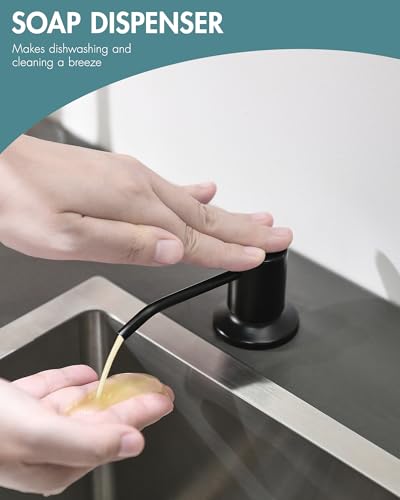 Matte Black LED Kitchen Faucet with Soap Dispenser Pull