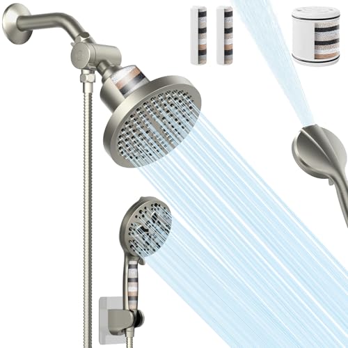 Filtered Shower Head With Handheld Spray Combo for Hard Water