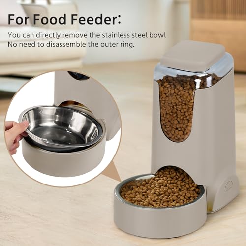 2 Pack Automatic Cat Feeder and Stainless Steel Water Dispenser