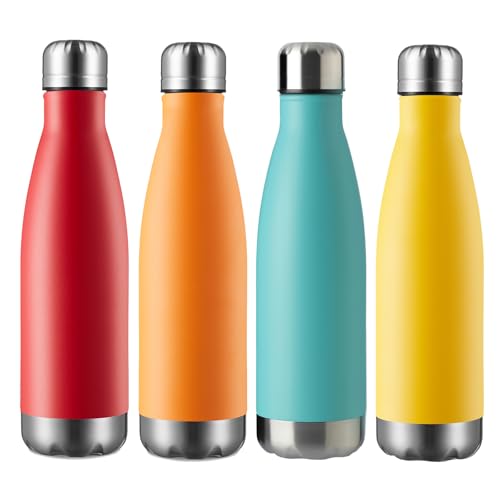 17oz Sport Water Bottle Vacuum Insulated Stainless Steel Leak (4 Count)