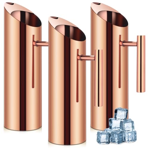 3 Pack 53oz 1.5l Stainless Steel Water Pitcher Modern Metal Pitcher with Ice Guard Silver Carafe Drink with Handle or Iced Hot Drink Tea Juice Coffee Beer (3 Count)