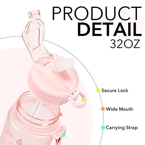 Plastic Water Bottle With Straw & Time Marker