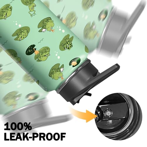 32oz Frog Water Bottle with Handle and Flip Straw