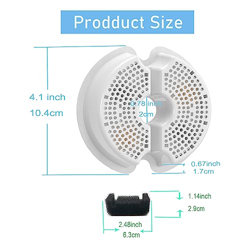 12 Pack Cat Water Fountain Filters with Sponges for 67oz