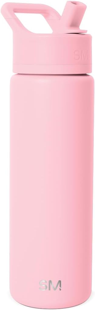 Simple Modern Water Bottle with Straw Lid Vacuum Insulated Stainless Steel Metal Cup Bottles | Reusable Leak Proof BPA-Free Flask for Gym, Travel, Sports | Summit Collection | 22oz, Blush