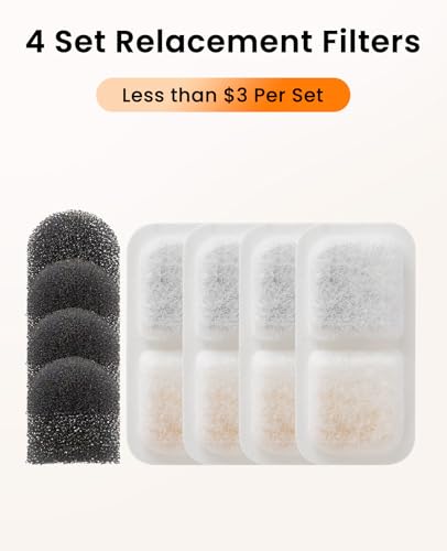 4 Replacement Filters & Sponges for Cat Water Fountain PW13 PW14
