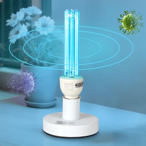 25 Watts UVC Sanitizer Lamp Ozone Free UVC Light Bulb with Base and 3
