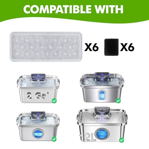 Replacement Dog Water Fountain Filters 6 Packs (6 Count)