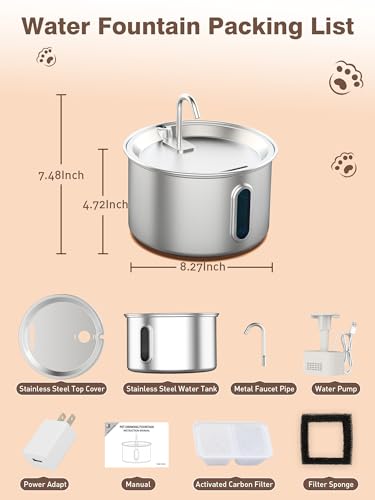 Stainless Steel Cat Water Fountain