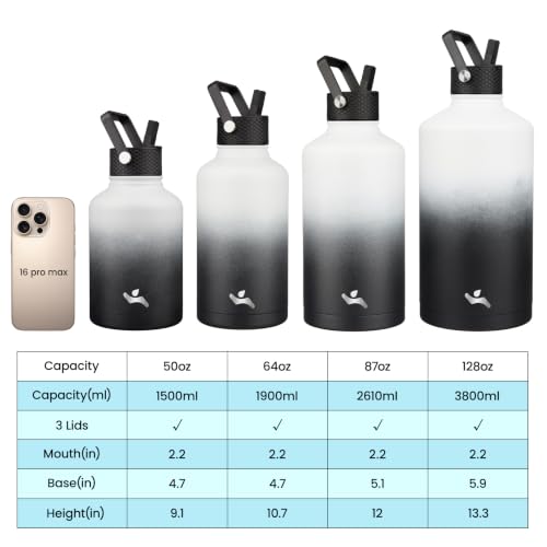 64 oz Insulated Stainless Steel Water Bottle Jug with Handle
