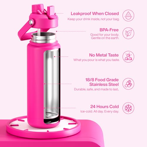 Insulated Water Bottle with Straw Stainless Steel Water Bottle