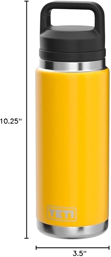 YETI Rambler 26 oz Bottle, Leakproof, Vacuum Insulated, Stainless Steel with Chug Cap, Alpine Yellow