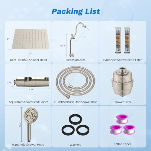 10" Dual Filtered 10" Rainfall Shower Head with Handheld 10