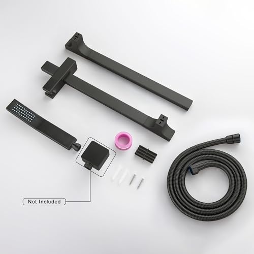 Matte Black Handheld Shower with Slide Bar Square Handheld Shower Head with Hose High
