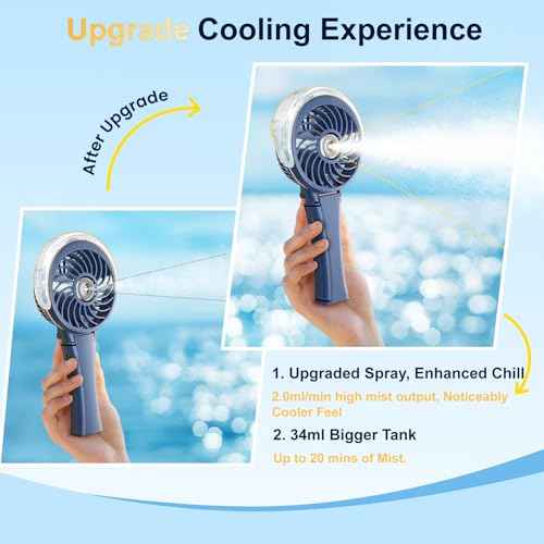 Upgraded Portable Handheld Misting Fan