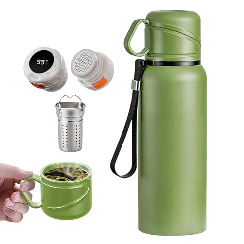 Double wall vacuum Leakproof stainless steel wide mouth insulated water bottle;tea tumbler with infuser