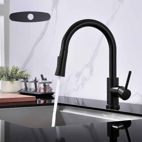 Kitchen Faucet with Pull Down Sprayer SUS304 Stainless Steel High Arc Pull Out Kitchen Sink Faucets Utility Laundry Farmhouse Camper Rv Modern for 1 or 3 Hole Sink