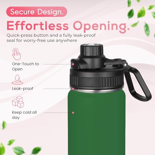 Y TOP 18 oz Insulated Water Bottle Leak Proof Spout Lid Fits in Car Cup Holder