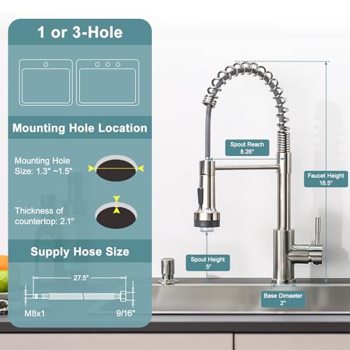 Led Kitchen Faucet with Soap Dispenser Brushed Nickel