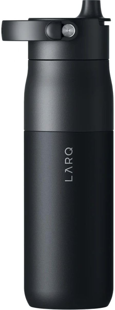 LARQ Bottle Swig Top 34oz - Insulated Stainless Steel Water Bottle With Built-In Silicone Handle | BPA Free | Reusable Water Bottle for Sports, Gym, and Travel, Obsidian Black