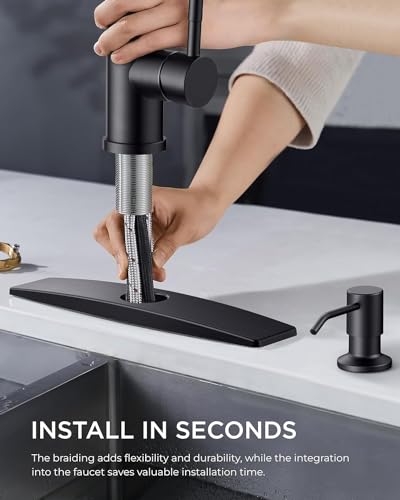Black Kitchen Faucet with Soap Dispenser