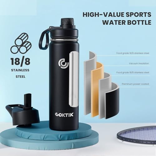 40 Pack 22 oz Sports Water Bottle With Straw (40 Count)