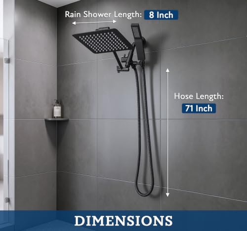 All Metal 8" Rain Shower Head with Handheld for Bathroom Upgrade