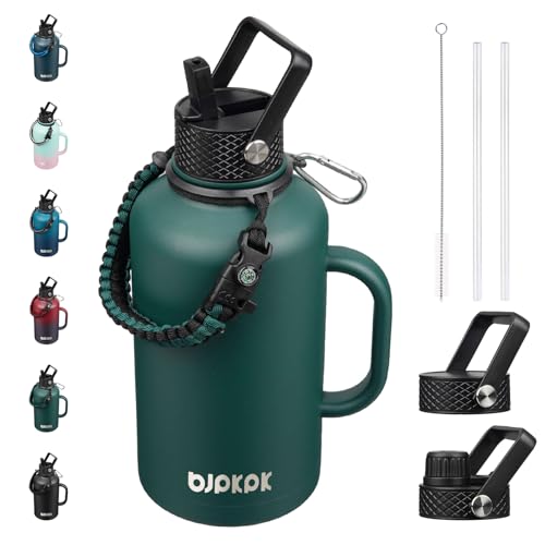 64oz Insulated Water Bottle with Straw Lid Large Stainless Steel Jug