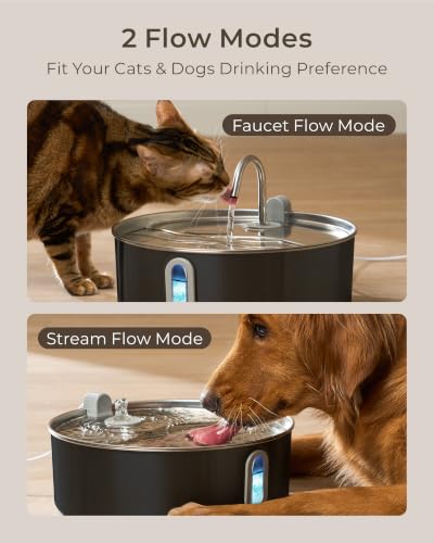 7L 236oz Stainless Steel Large Dog Water Fountain Matte Black