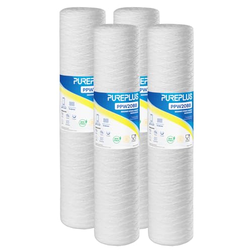5 Micron 4.5" x 20" Whole House String Wound Sediment Filter for Well Water (4 Count)