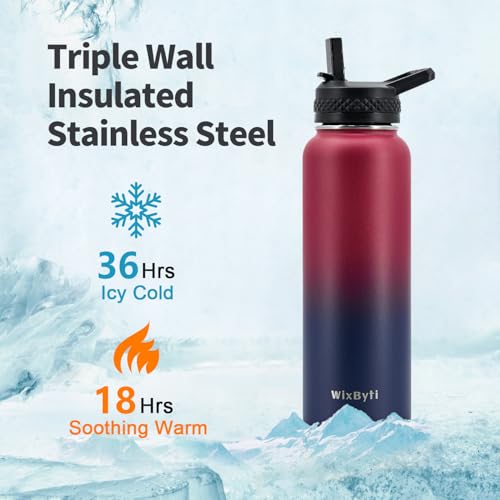 40 oz Insulated Water Bottle with Straw