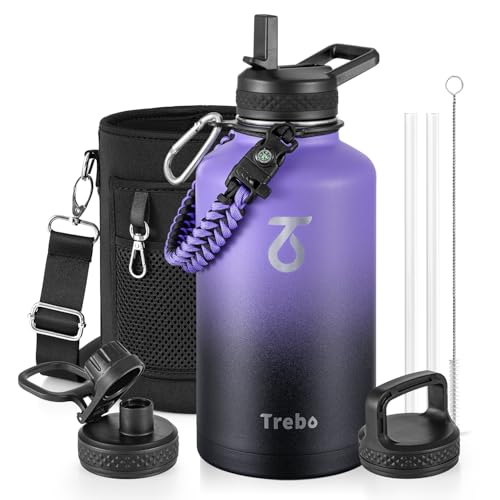 64 oz Water Bottle Stainless Steel with 3 Lids