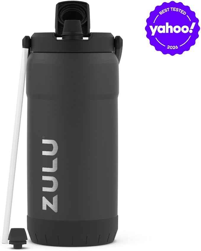 ZULU Goals Vacuum Insulated Large Capacity Stainless Steel Water Bottle | Reusable Jug Thermoses with Carry Handle | Leak-Proof Lid | Perfect for Travel, Workout, Gym, Hiking, Camping | 64oz, 101oz