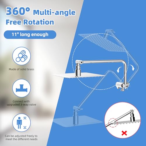 8" Metal Rainfall Shower Head with 10