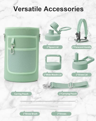 64 oz Water Bottle Stainless Steel with 3 Lids