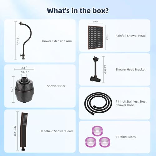 Metal 10'' Filtered Rainfall Shower Head Combo