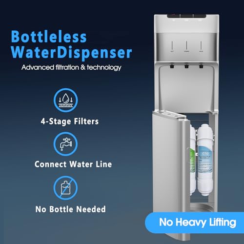 Self Cleaning Bottleless Water Cooler Dispenser Silver