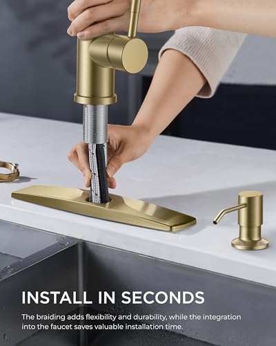 Gold Kitchen Faucet with Soap Dispenser