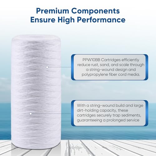 5 Micron 10 x 4.5 Whole House String Wound Sediment Filter for Well Water (3 Count)