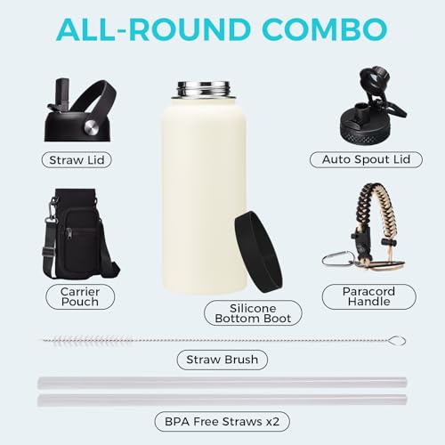 32 oz Insulated Water Bottle with Straw (32 Count)