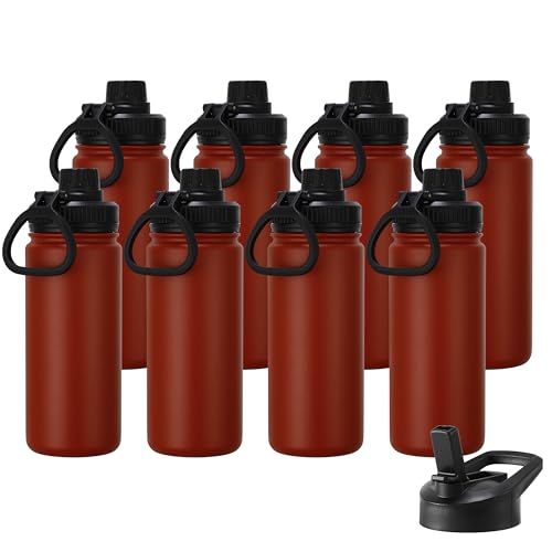 16 oz Kids Water Bottle for School Stainless Steel Double Wall Vacuum Insulated Water Bottle with Straw lids & Spout Lid (8 Count)