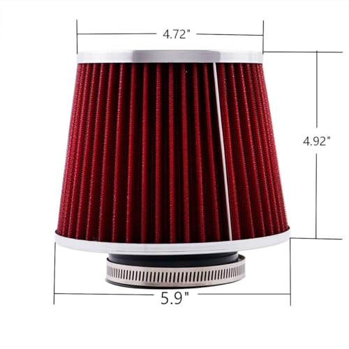 ID3.5" High Flow Inlet Cold Air Intake Cone Air Filter Replacement Clamp