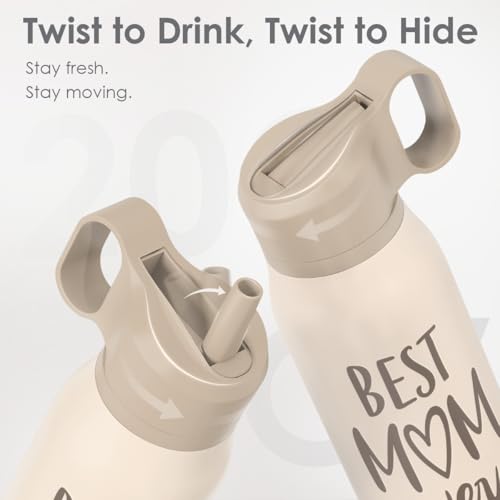 Best Mom Ever Water Bottle with Twist Lid Insulated Stainless Steel 20oz